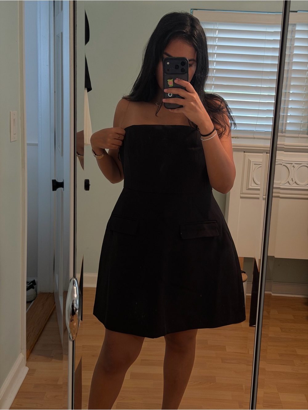 Commense Black Strapless Mini Dress